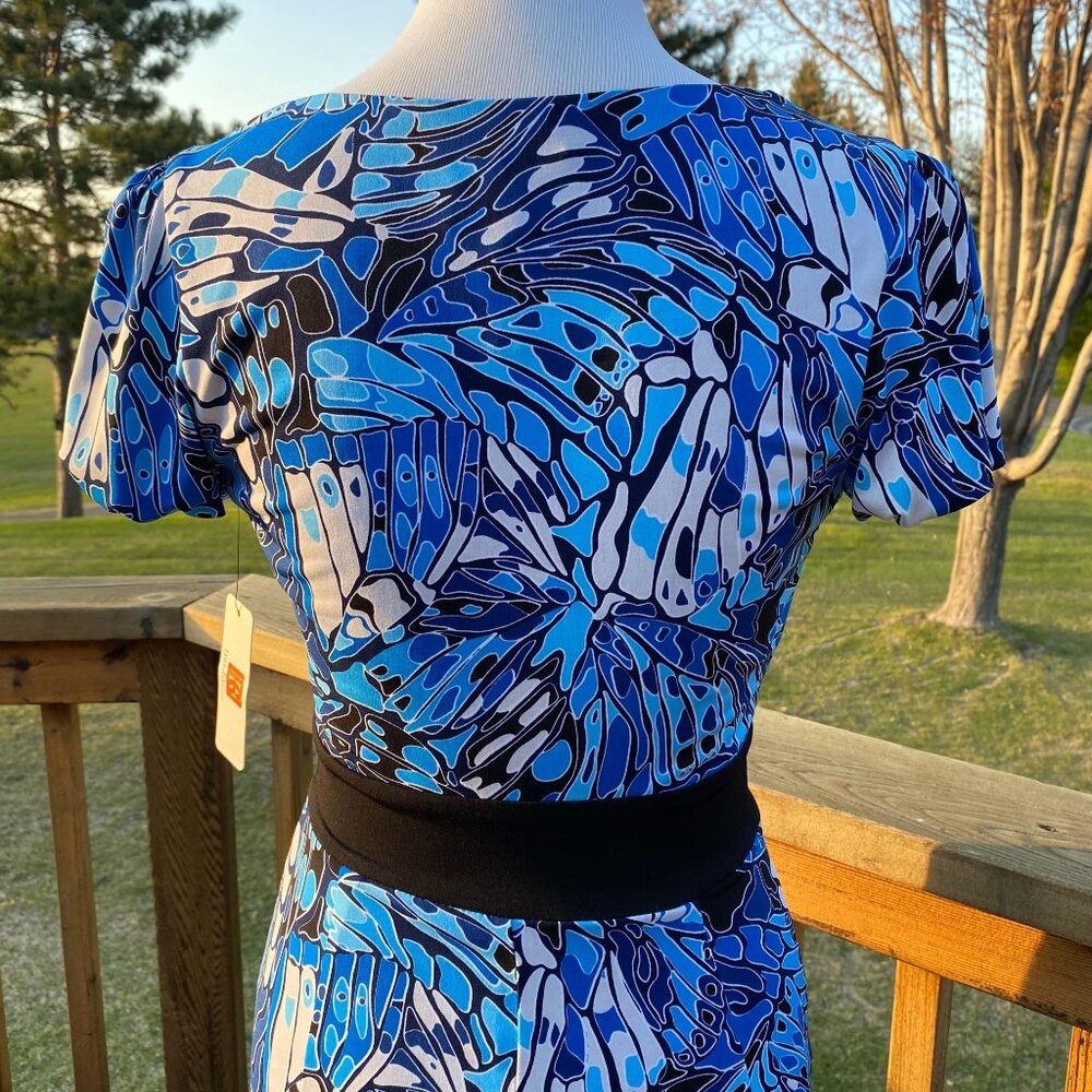 LAUNDRY By Design Abyss Dress Size 2 Faux Wrap Puff Sleeve Multicolor NWT - Picture 13 of 16
